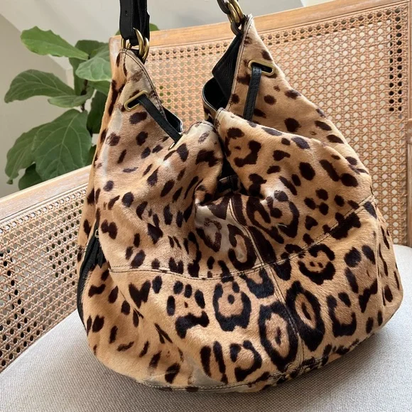 Jerome Dreyfuss Leopard Alain Haircalf Hobo Bag - Picture 5 of 16